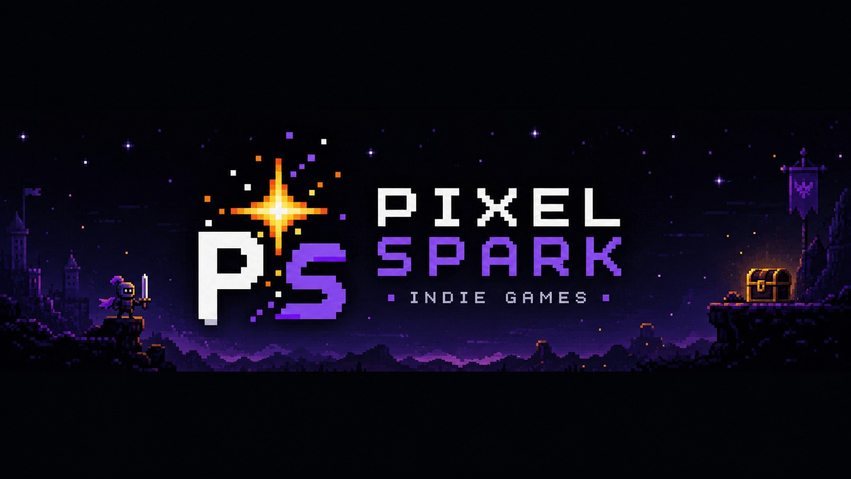 PixelSpark pixel-art night landscape